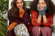 Load image into Gallery viewer, The best learn to knit book! Knit How by Lydia Gluck and Meghan Fernandes. Easy beginner knitting pattern for fingerless mittens.